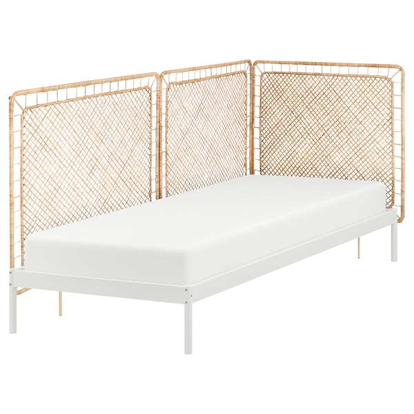 IKEA VEVELSTAD bed frame with 3 headboards, Twin White / Tolkning Rattan, Ikea Ireland | 5139AHDTV