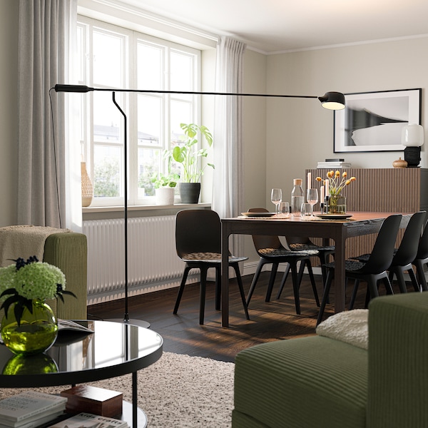 IKEA VÅGHÖJD LED floor lamp, dimmable black, Ikea Ireland | 4392BSENZ
