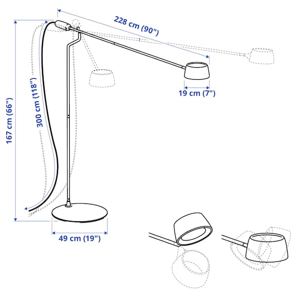 IKEA VÅGHÖJD LED floor lamp, dimmable black, Ikea Ireland | 4392BSENZ