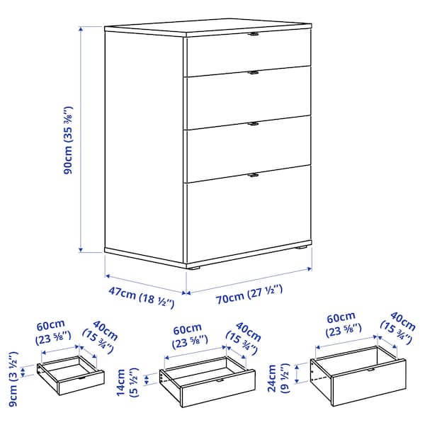 IKEA VIHALS 4-drawer chest, white/anchor/unlock function, 27 1/2x18 1/2x35 3/8 in, Ikea Ireland | 4312HIPAB