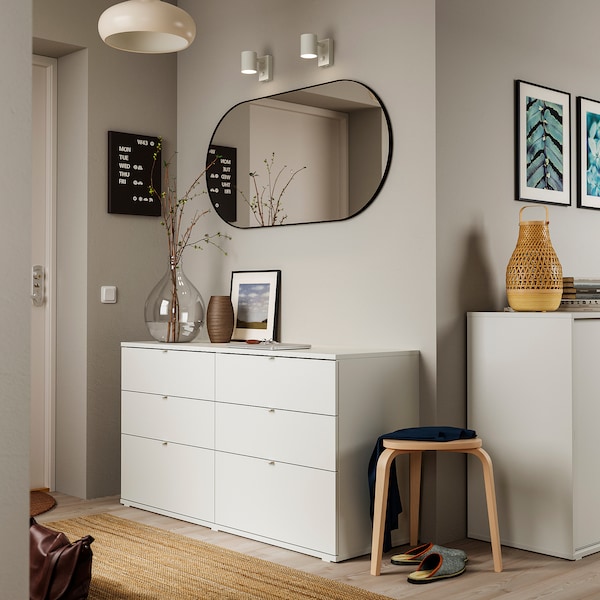 IKEA VIHALS 6-drawer dresser, white/anchor/unlock function, 55 1/8x18 1/2x29 1/2 in, Ikea Ireland | 5690DCWRK