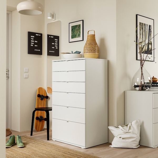 IKEA VIHALS 6-drawer dresser, white/anchor/unlock function, 27 1/2x18 1/2x47 1/4 in, Ikea Ireland | 3675EWTXD
