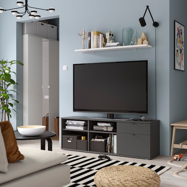 IKEA VIHALS TV unit, 57 1/2x14 5/8x19 5/8 in Dark Gray, Ikea Ireland | 6142JDNUC