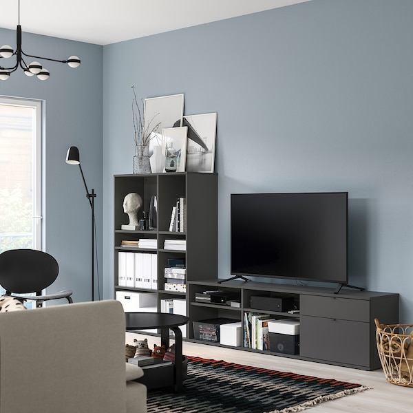 IKEA VIHALS TV/storage combination, 108 1/4x14 5/8x55 1/8 in Dark Gray, Ikea Ireland | 1230MVZOJ