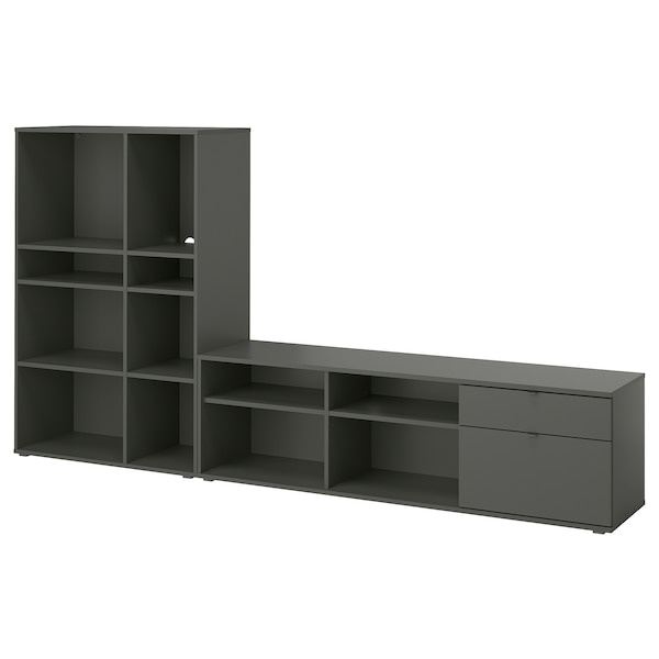 IKEA VIHALS TV/storage combination, 108 1/4x14 5/8x55 1/8 in Dark Gray, Ikea Ireland | 1230MVZOJ