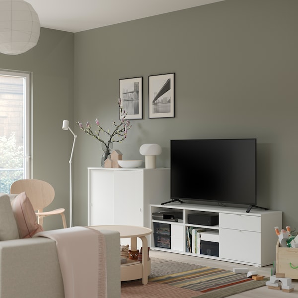 IKEA VIHALS TV/storage combination, 95 1/4x14 5/8x35 3/8 in White, Ikea Ireland | 7189PTMGL