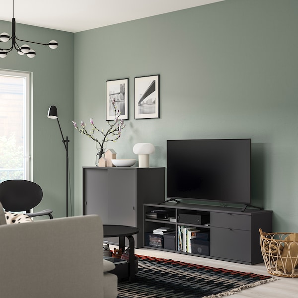 IKEA VIHALS TV/storage combination, 95 1/4x14 5/8x35 3/8 in Dark Gray, Ikea Ireland | 6134LQAKU