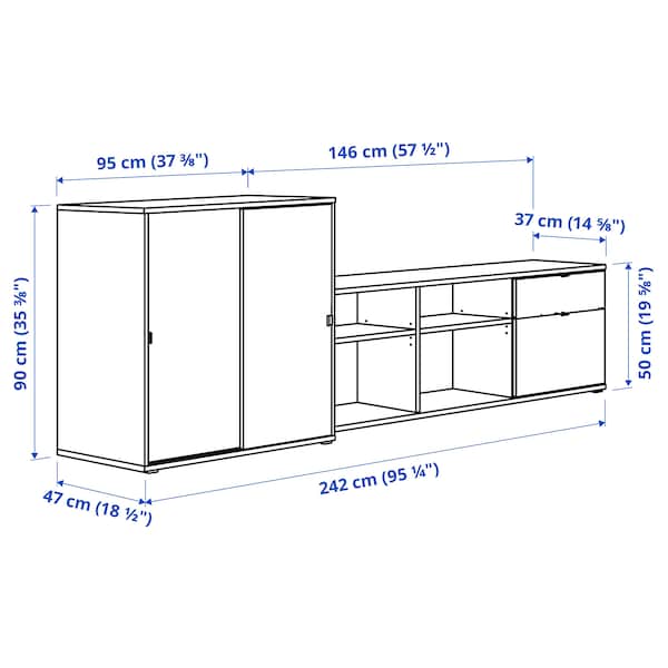 IKEA VIHALS TV/storage combination, 95 1/4x14 5/8x35 3/8 in Dark Gray, Ikea Ireland | 6134LQAKU