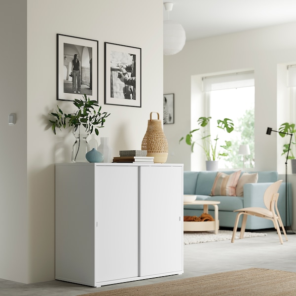 IKEA VIHALS cabinet with sliding doors, 37 3/8x18 1/2x35 3/8 in White, Ikea Ireland | 9420LHONU