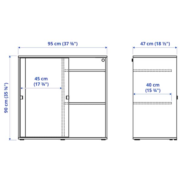 IKEA VIHALS cabinet with sliding doors, 37 3/8x18 1/2x35 3/8 in White, Ikea Ireland | 9420LHONU