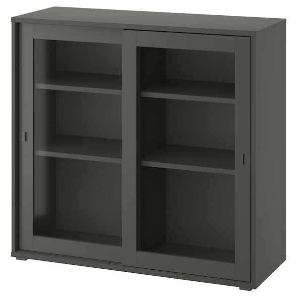 IKEA VIHALS cabinet with sliding glass doors, 37 1/2x14 5/8x35 3/8 in Dark Gray, Ikea Ireland | 6102UYNLP