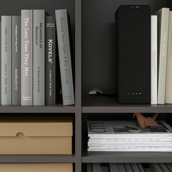 IKEA VIHALS shelving unit with 6 shelves, 37 3/8x14 5/8x55 1/8 in Dark Gray, Ikea Ireland | 7965CPHRB