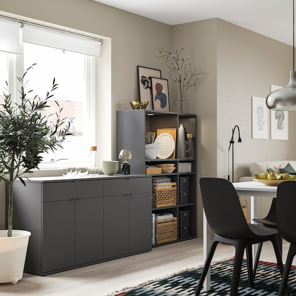 IKEA VIHALS storage combination, dark gray, 92 1/2x18 1/2x55 1/8 in, Ikea Ireland | 6428KXZAV