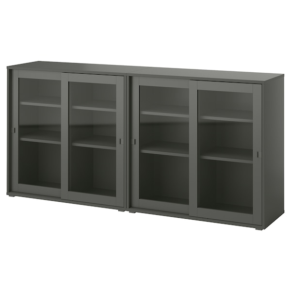 IKEA VIHALS storage combination w/glass doors, clear glass, 74 3/4x14 5/8x35 3/8 in Dark Gray, Ikea Ireland | 9827ZKEVH