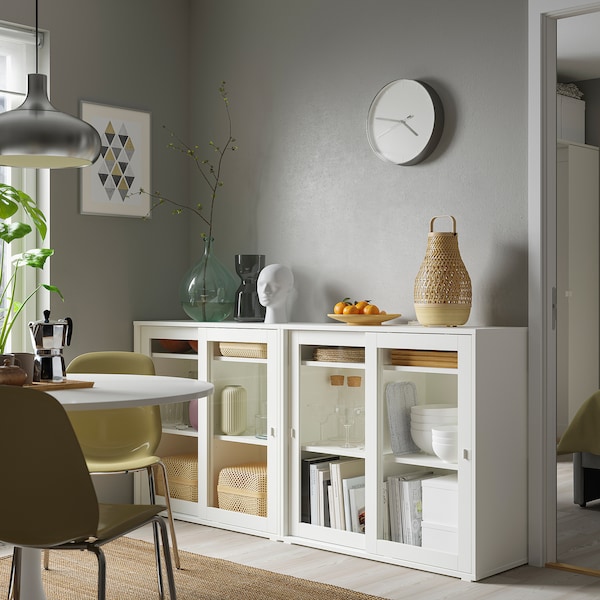 IKEA VIHALS storage combination w/glass doors, 74 3/4x14 5/8x35 3/8 in White / Clear Glass, Ikea Ireland | 0472LWNDO