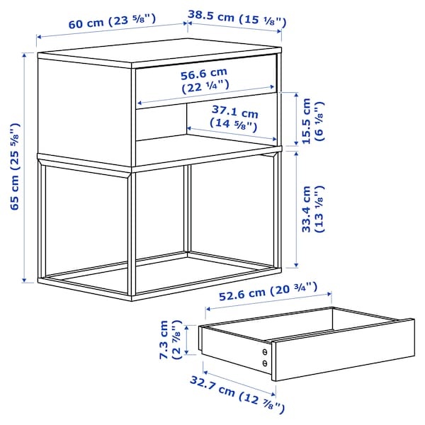 IKEA VIKHAMMER nightstand, 23 5/8x15 3/8 in Black, Ikea Ireland | 4612HPDUR