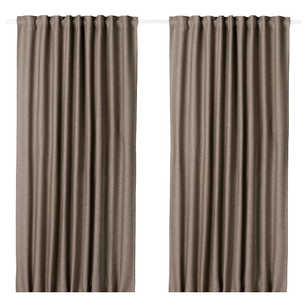IKEA VILBORG room darkening curtains, 1 pair, 57x98 in Dark Gray / Beige, Ikea Ireland | 6039HAGCW