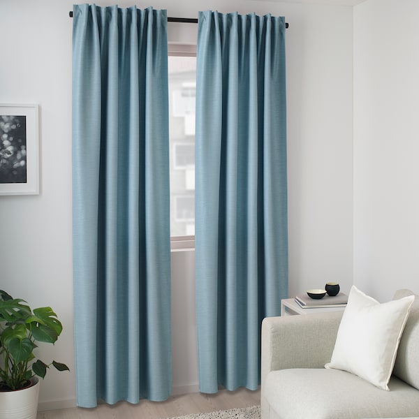 IKEA VILBORG room darkening curtains, 1 pair, 57x98 in Blue / Gray, Ikea Ireland | 5012UKMOF