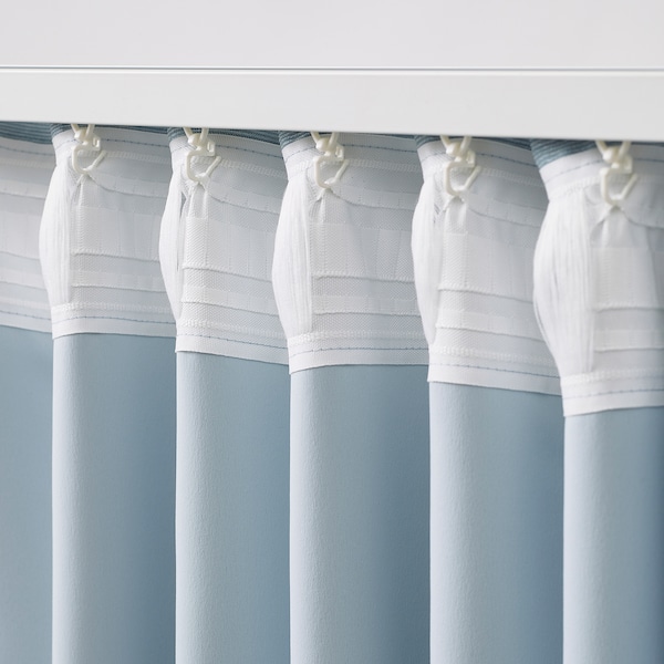 IKEA VILBORG room darkening curtains, 1 pair, 57x98 in Blue / Gray, Ikea Ireland | 5012UKMOF