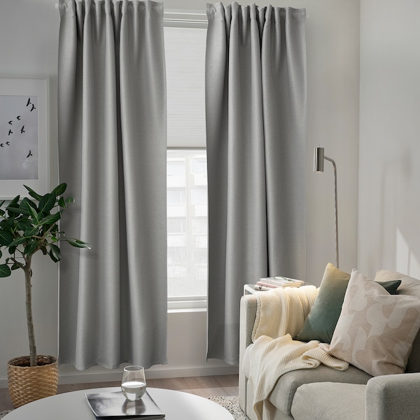 IKEA VILBORG room darkening curtains, 1 pair, 57x84 in Gray, Ikea Ireland | 5976WSYPZ