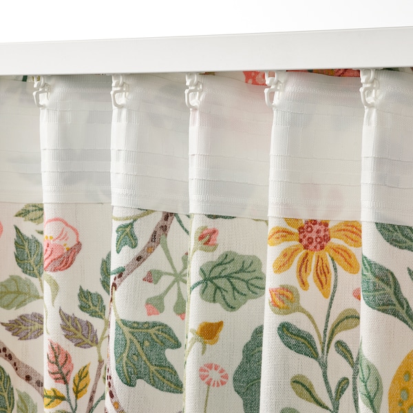 IKEA VILDPERSILJA curtains, white multicolor/floral pattern, 57x98 in White Multicolor / Floral Pattern, Ikea Ireland | 4237WLJHI