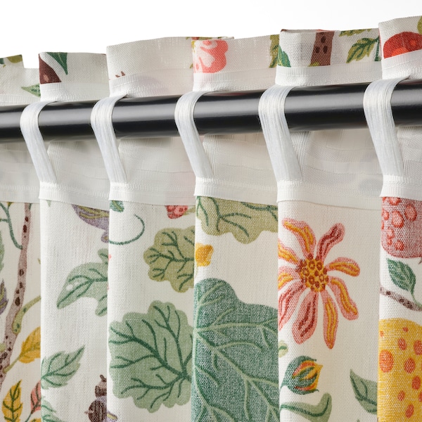 IKEA VILDPERSILJA curtains, white multicolor/floral pattern, 57x98 in White Multicolor / Floral Pattern, Ikea Ireland | 4237WLJHI