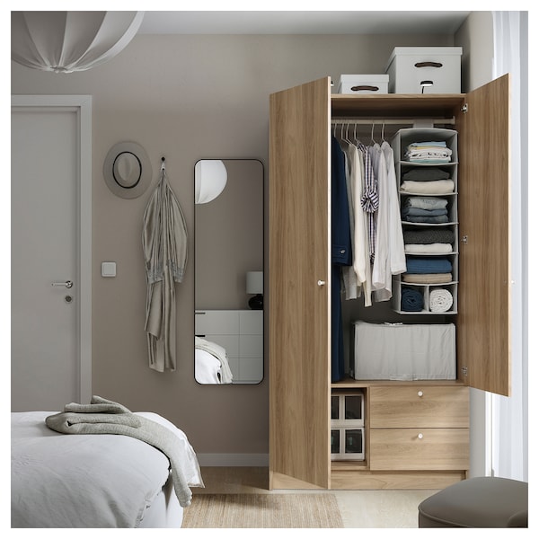 IKEA VILHATTEN wardrobe with 2 doors and 2 drawers, oak effect, Ikea Ireland | 1854UAGRI