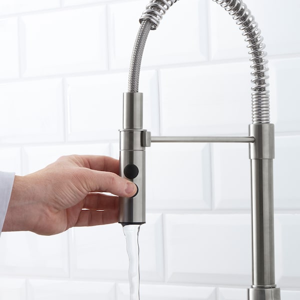 IKEA VIMMERN kitchen faucet with handspray, stainless steel color, Ikea Ireland | 6530YQTRO
