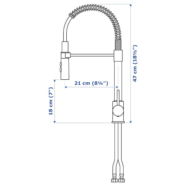 IKEA VIMMERN kitchen faucet with handspray, stainless steel color, Ikea Ireland | 6530YQTRO