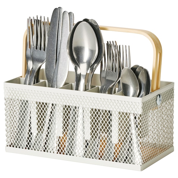 IKEA VIMPELFISK 20-piece cutlery set with holder, stainless steel bamboo/off-white, Ikea Ireland | 6394PAWVK