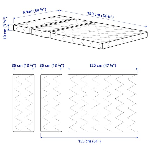 IKEA VIMSIG foam mattress for extendable bed, 38 1/4x74 3/4 in, Ikea Ireland | 8094YKDRA