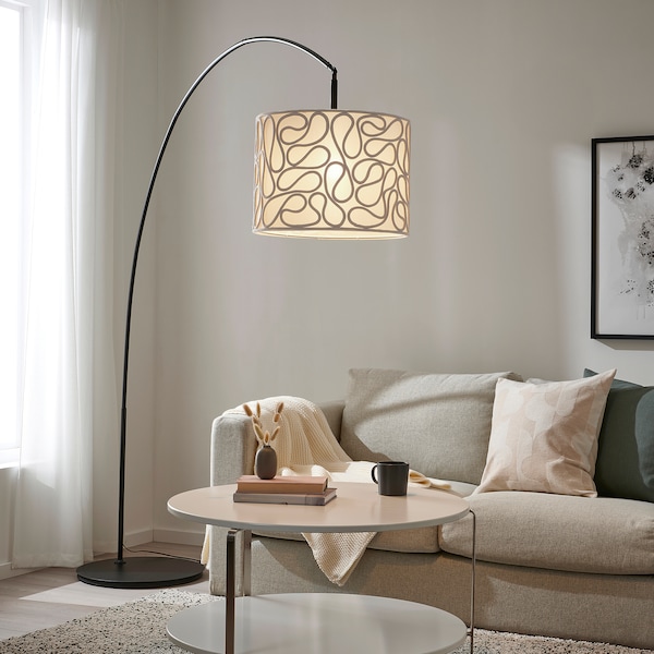 IKEA VINGMAST / SKAFTET floor lamp, arched Beige / Black, Ikea Ireland | 8391YBHDU