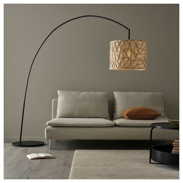 IKEA VINGMAST / SKAFTET floor lamp, arched Beige / Black, Ikea Ireland | 8391YBHDU