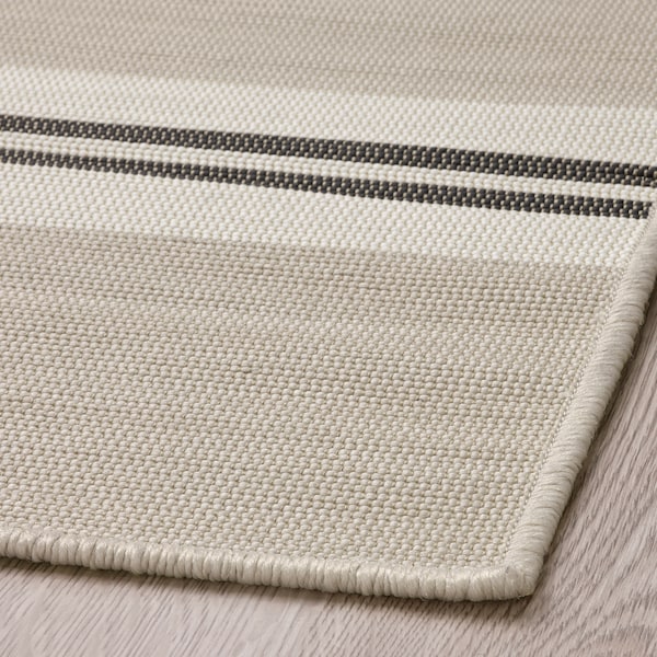 IKEA VIRKLUND rug flatwoven, in/outdoor, white/beige/dark gray, 2'7 inx4'11 in, Ikea Ireland | 7408GCNQH