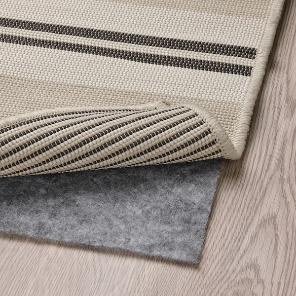 IKEA VIRKLUND rug flatwoven, in/outdoor, white/beige/dark gray, 2'7 inx4'11 in, Ikea Ireland | 7408GCNQH