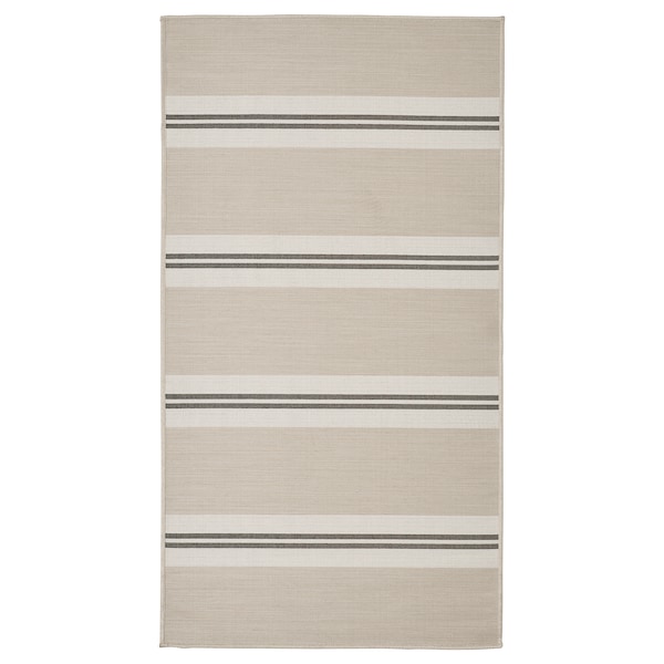 IKEA VIRKLUND rug flatwoven, in/outdoor, white/beige/dark gray, 2\'7 inx4\'11 in, Ikea Ireland | 7408GCNQH