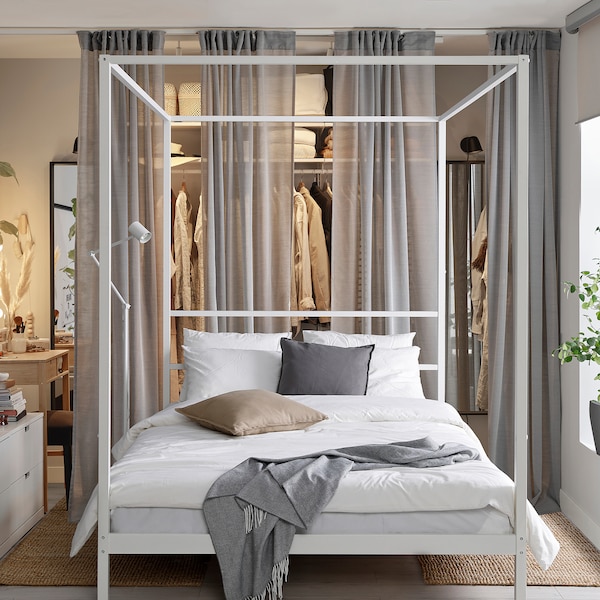 IKEA VITARNA four-poster bed frame, Full/Double White / Luröy, Ikea Ireland | 1503HUVAB