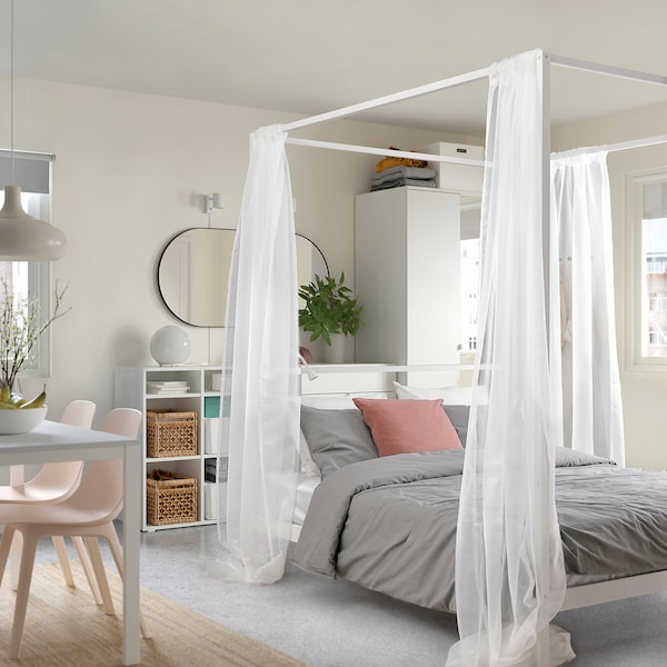 IKEA VITARNA four-poster bed frame, Full/Double White / Luröy, Ikea Ireland | 1503HUVAB