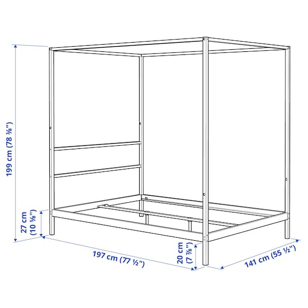 IKEA VITARNA four-poster bed frame, white Luröy, Full Skådis Black, Ikea Ireland | 1072TNVFP