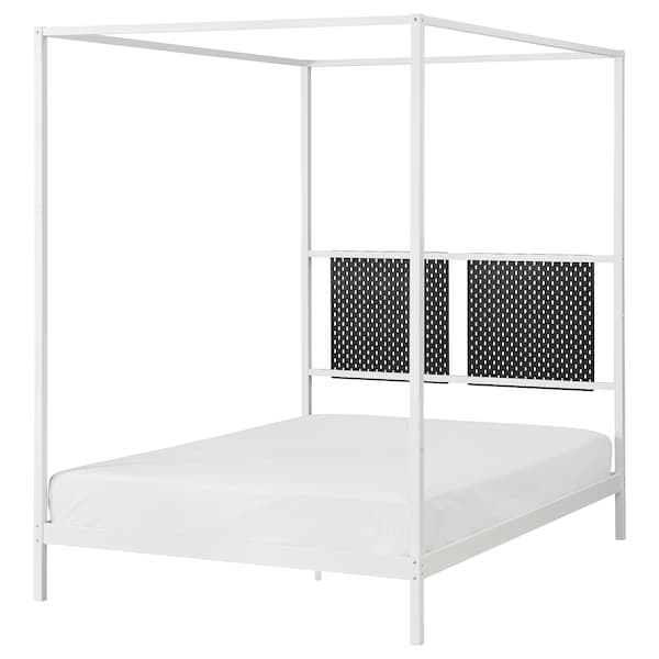 IKEA VITARNA four-poster bed frame, white Luröy, Full Skådis Black, Ikea Ireland | 1072TNVFP