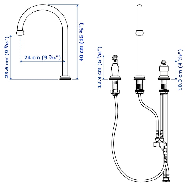 IKEA VITHAVET kitchen faucet/separate handspray, chrome plated, Ikea Ireland | 4573ZKUSM