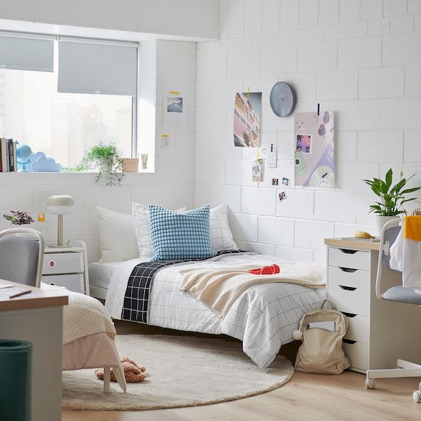 IKEA VITKLÖVER comforter set, Twin/Twin X-long White Black / Check, Ikea Ireland | 7859SERTD