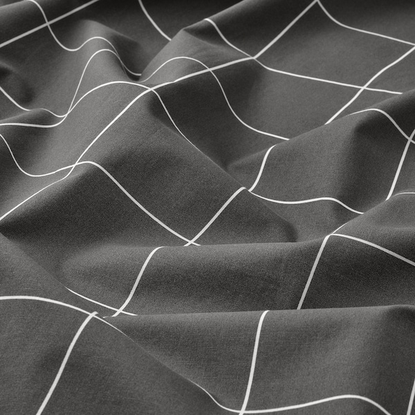 IKEA VITKLÖVER duvet cover and pillowcase(s), Twin White Black / Check, Ikea Ireland | 3659LZVFN