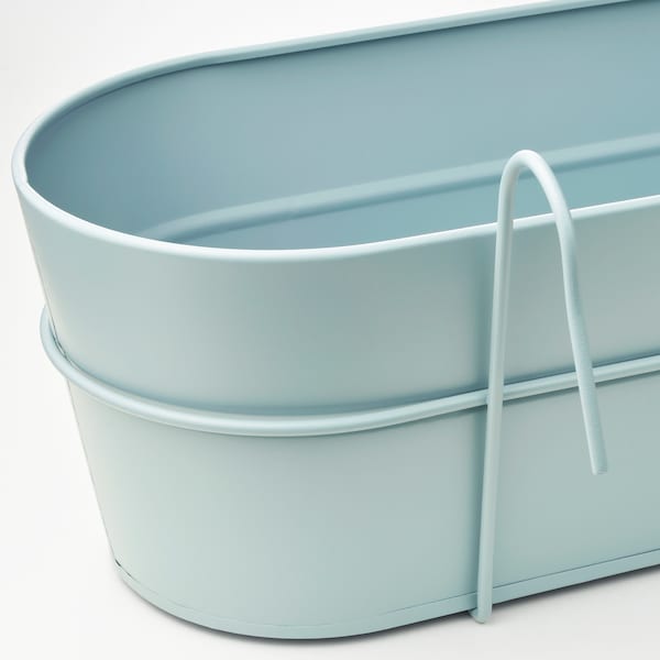 IKEA VITLÖK flower box with holder, indoor/outdoor light gray-blue, 22x7 ¾ in, Ikea Ireland | 0951XDBAM