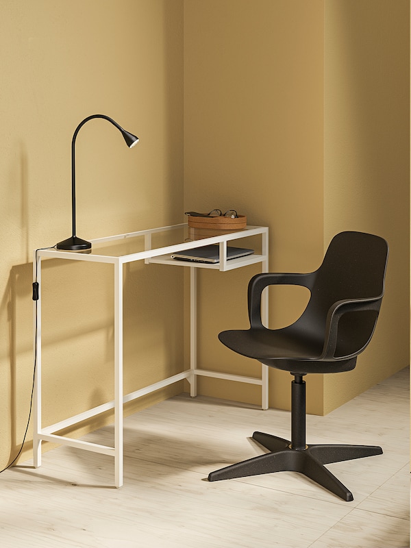 IKEA VITTSJÖ Laptop table, white, glass, 39 3/8x14 1/8 in, Ikea Ireland | 4295UOCNH