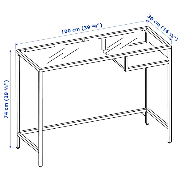 IKEA VITTSJÖ Laptop table, white, glass, 39 3/8x14 1/8 in, Ikea Ireland | 4295UOCNH