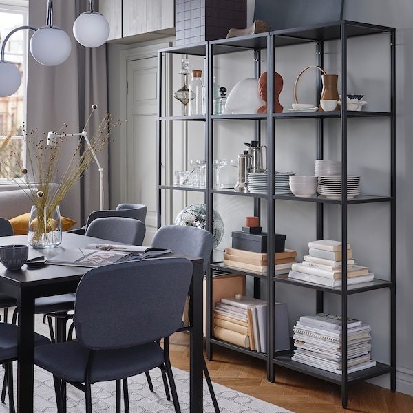 IKEA VITTSJÖ Shelf unit, black-brown, glass, Width: 20 1/8 in, Ikea Ireland | 3174VOKGX