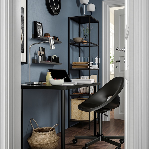 IKEA VITTSJÖ Shelf unit, black-brown, glass, Width: 20 1/8 in, Ikea Ireland | 3174VOKGX