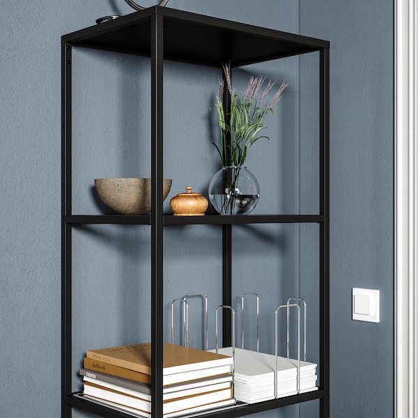 IKEA VITTSJÖ Shelf unit, black-brown, glass, Width: 20 1/8 in, Ikea Ireland | 3174VOKGX