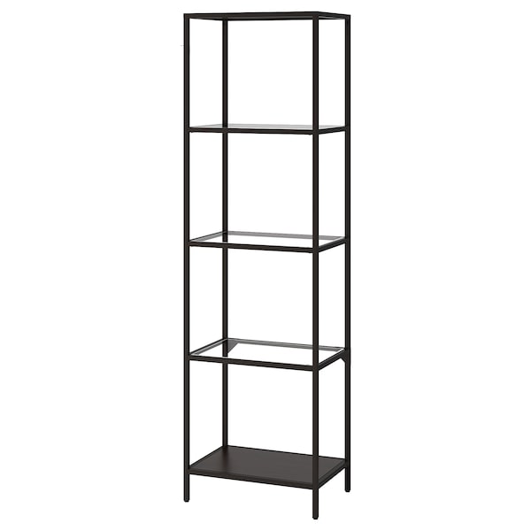 IKEA VITTSJÖ Shelf unit, black-brown, glass, Width: 20 1/8 in, Ikea Ireland | 3174VOKGX